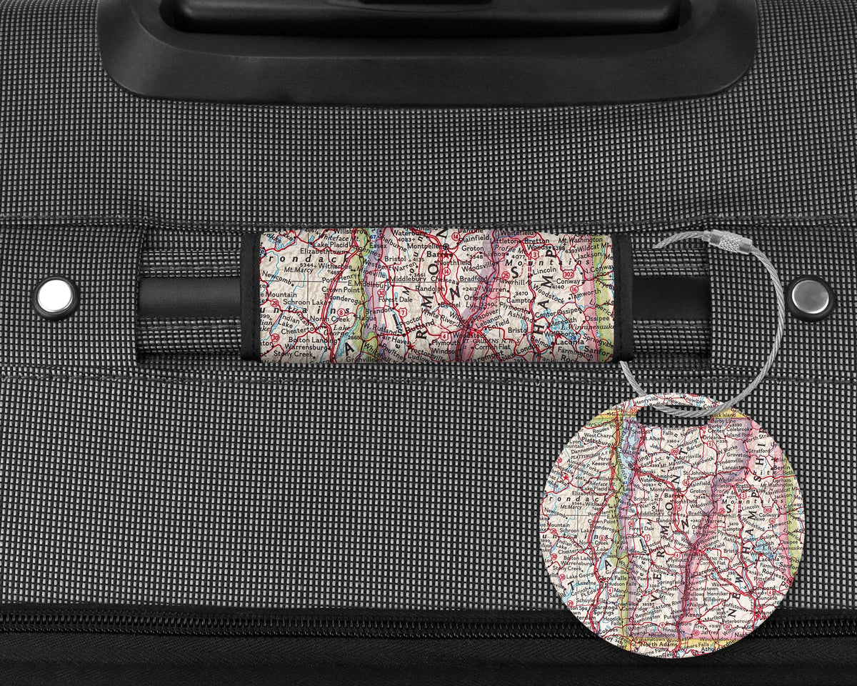 Vermont Map Luggage Tag and Handle Wrap