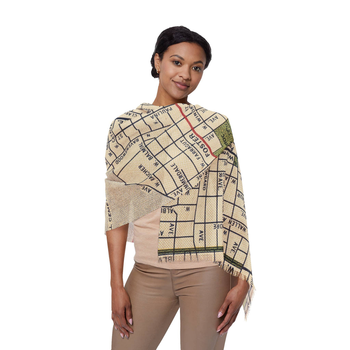 Andersonville Chicago Map Travel Scarf view 3
