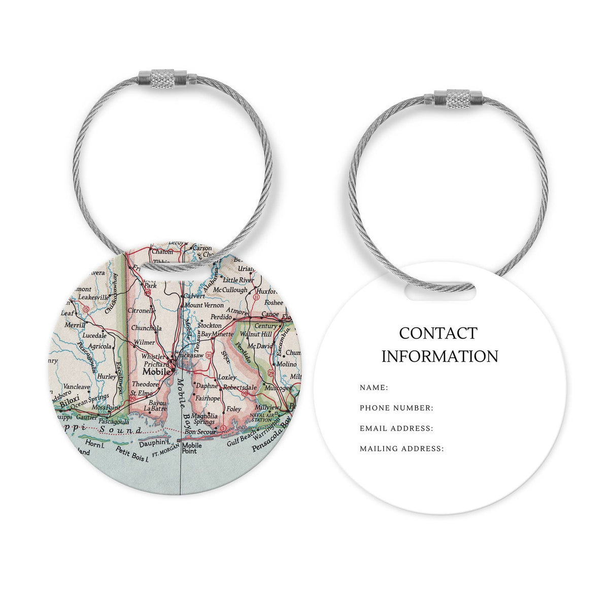 Mobile Alabama Map Luggage Tag