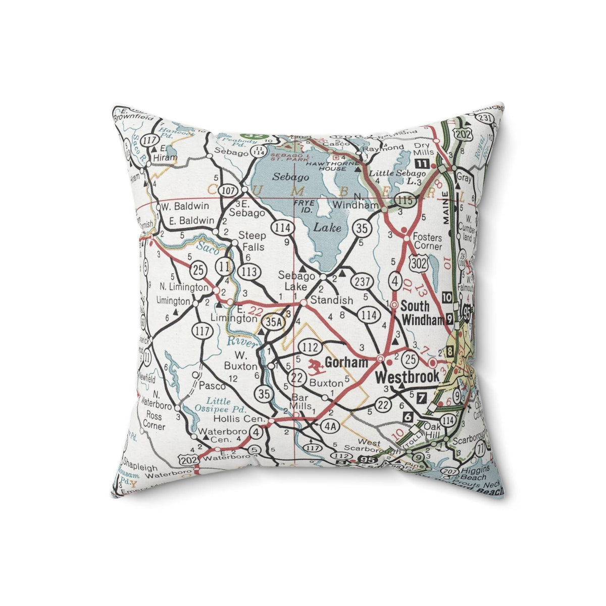 Standish Maine vintage map throw pillow