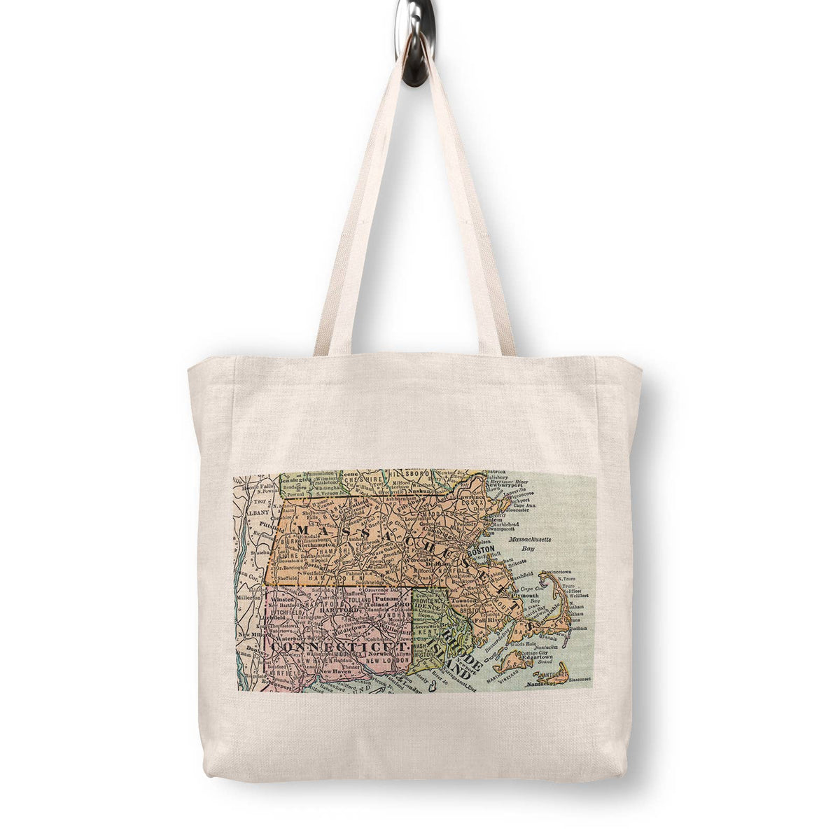 Massachusetts Vintage Map Canvas Tote Bag