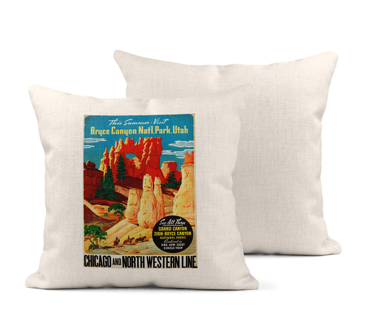 Bryce Canyon vintage travel poster throw pillow