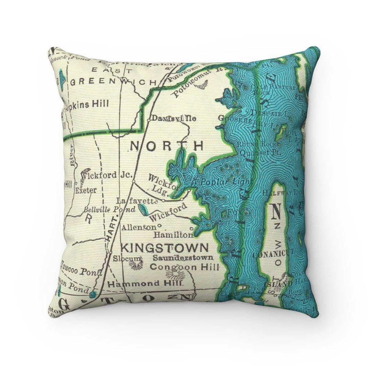 Wickford Rhode Island vintage map throw pillow
