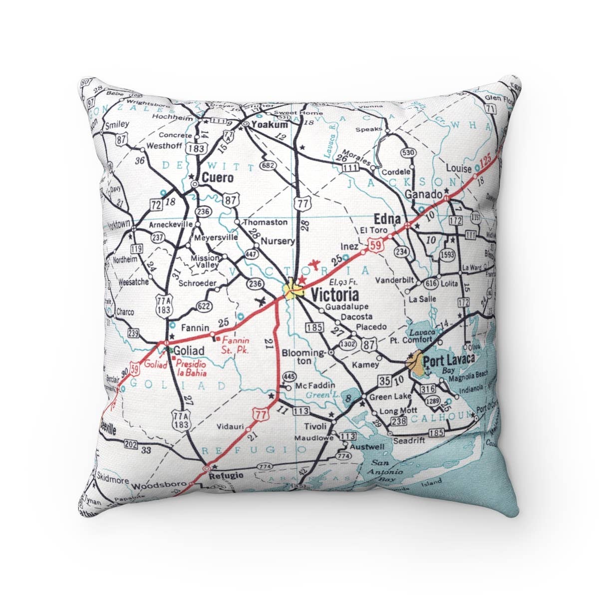 Victoria Texas vintage map throw pillow