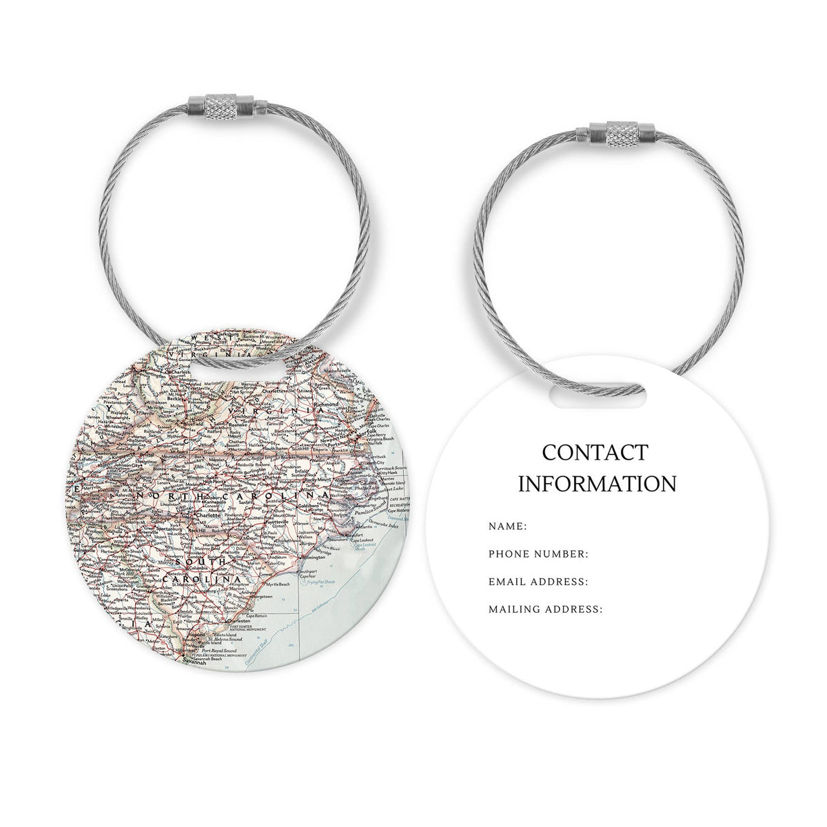 North Carolina Map Luggage Tag