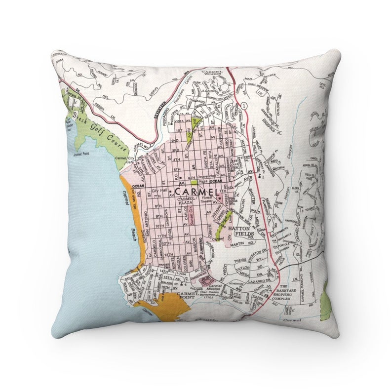 Carmel California vintage map pillow