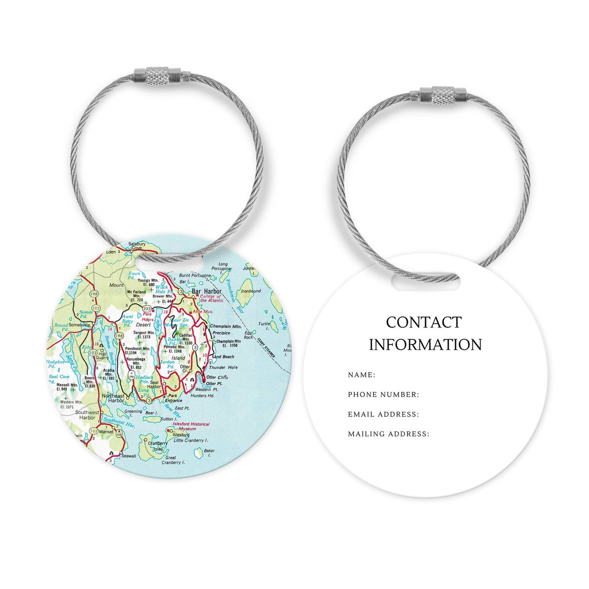 Acadia National Park Bar Harbor Maine Map Luggage Tag and Handle Wrap