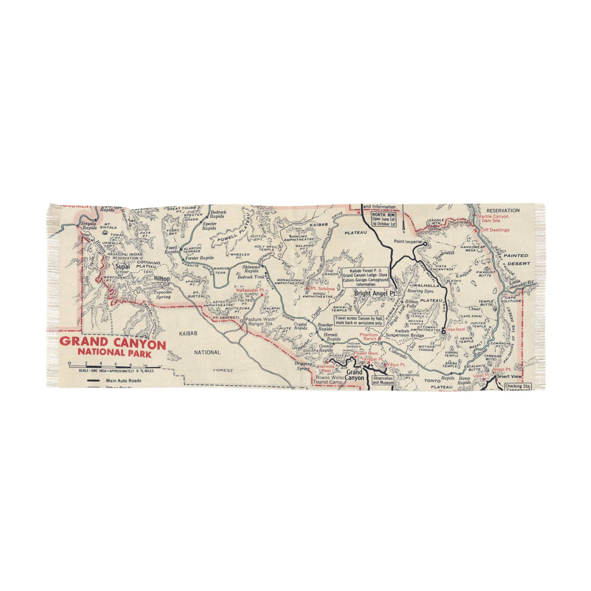 Grand Canyon National Park Arizona Map Travel Scarf view 2