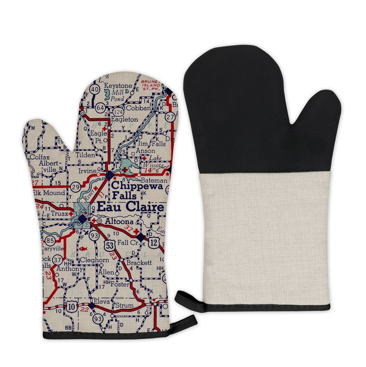 Eau Claire Wisconsin vintage map oven mitt
