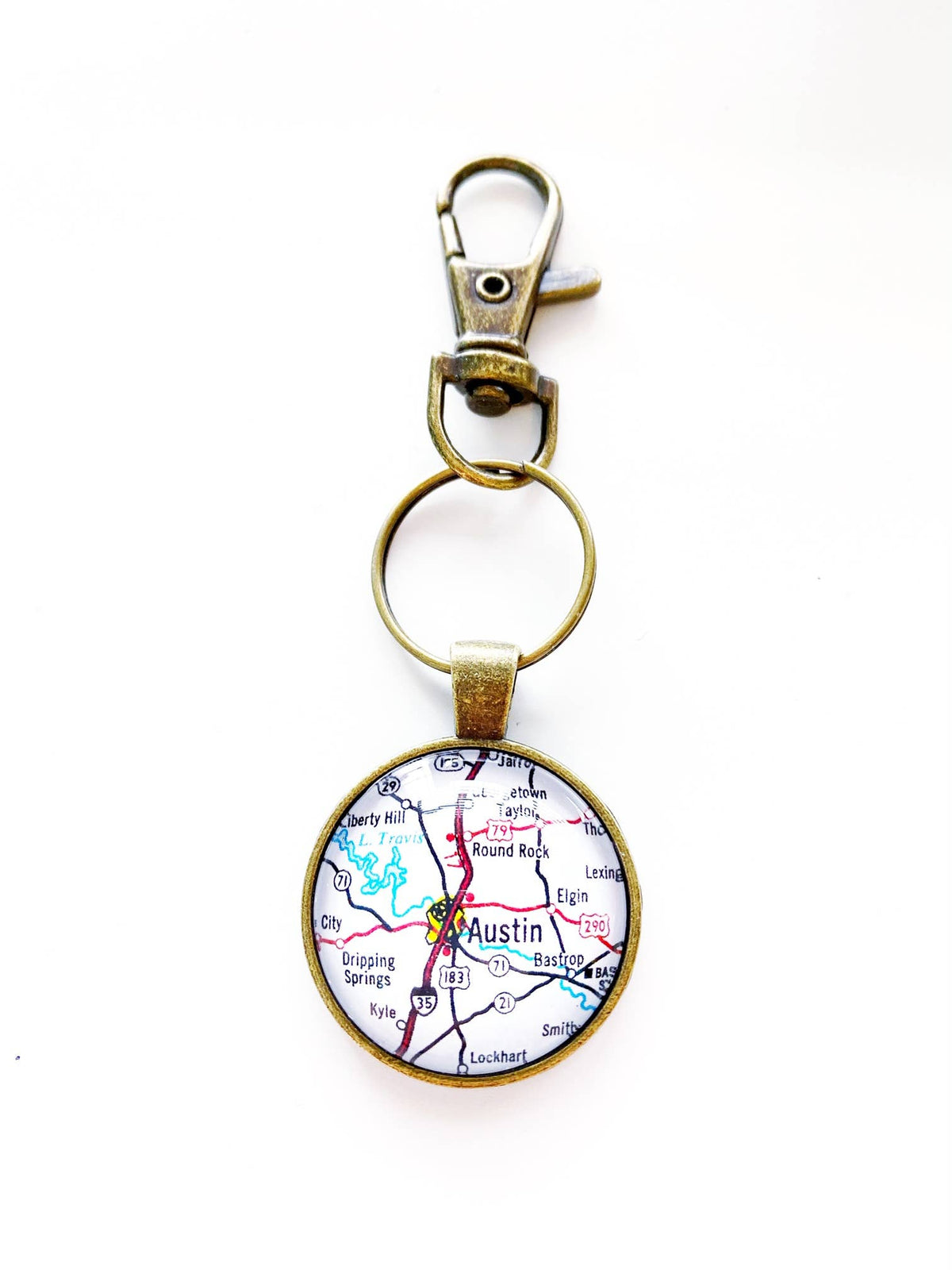 Austin Texas vintage map keychain