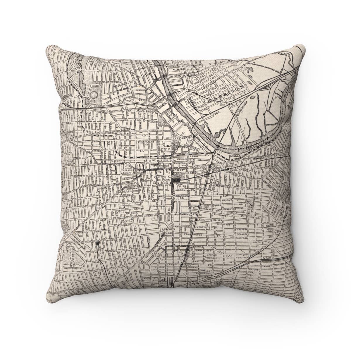 Newark New Jersey vintage map throw pillow