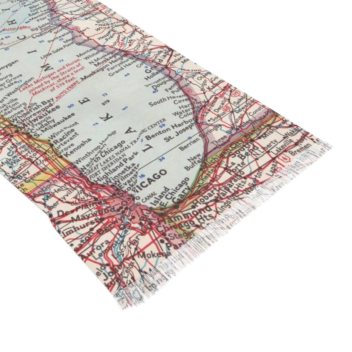 Lake Michigan Map Travel Scarf view 3