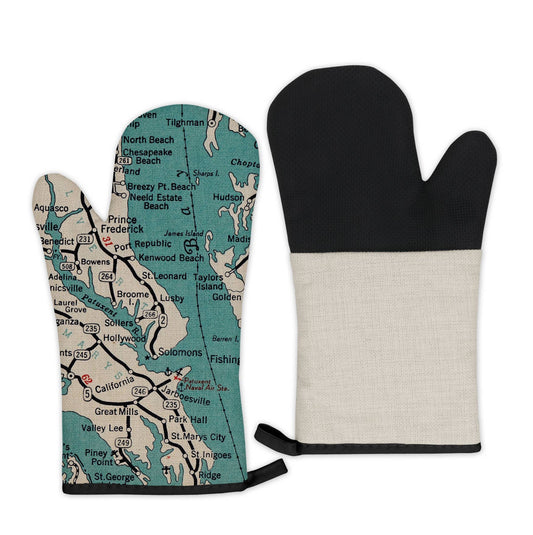 Lusby Maryland vintage map oven mitt