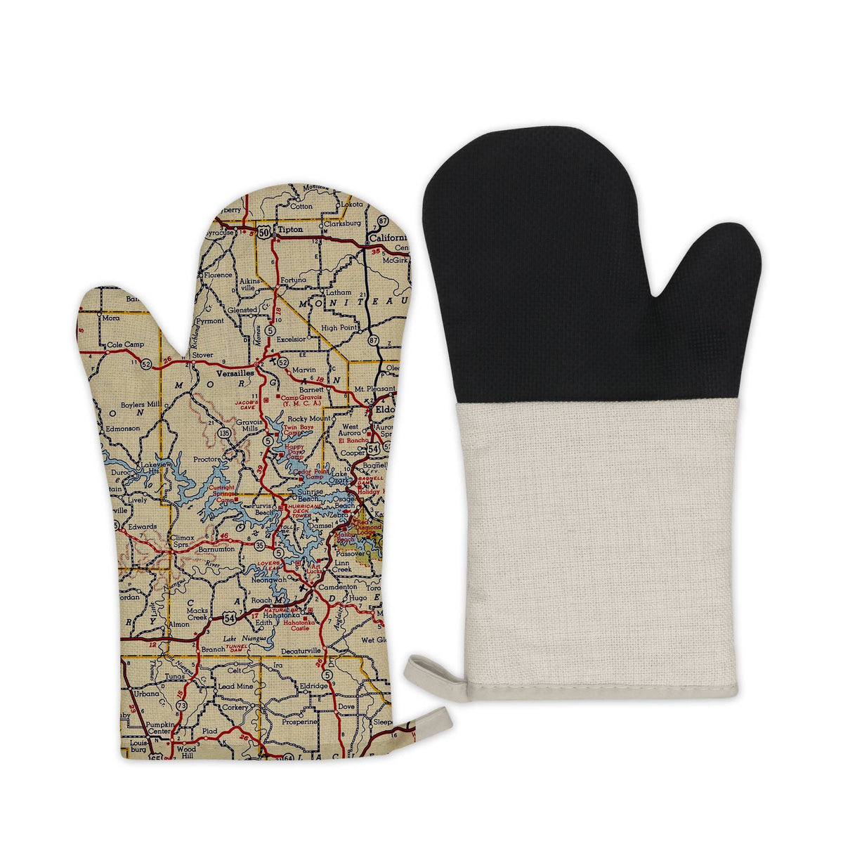 Lake of the Ozarks Missouri vintage map oven mitt
