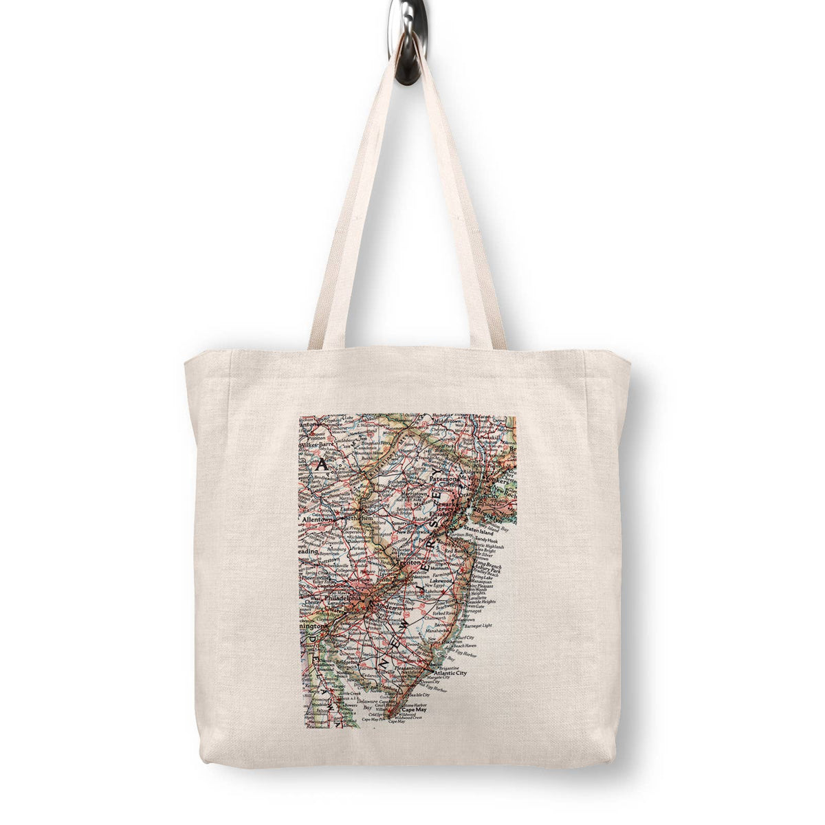 New Jersey Vintage Map Canvas Tote Bag