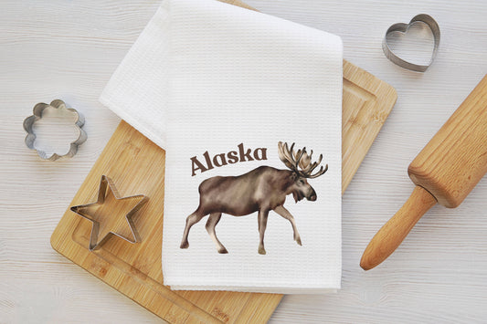 Alaska Moose tea towel