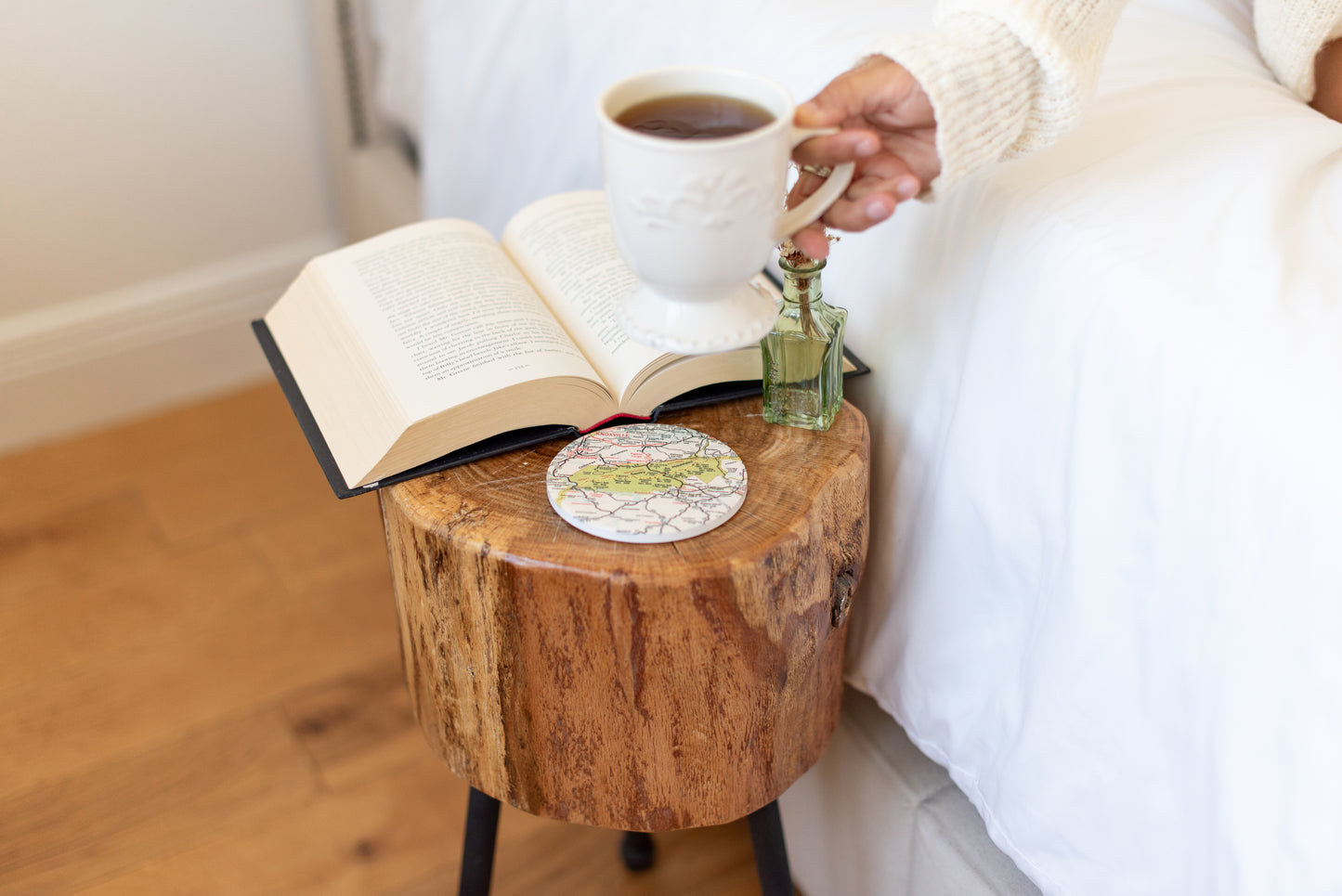 Custom Map Ceramic Coaster Set of 4 | Personalized Location Coasters | Made to Order