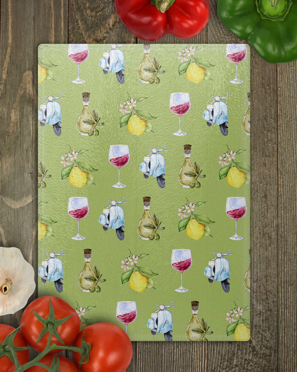 Italian Kitchen vintage map glass cutting board