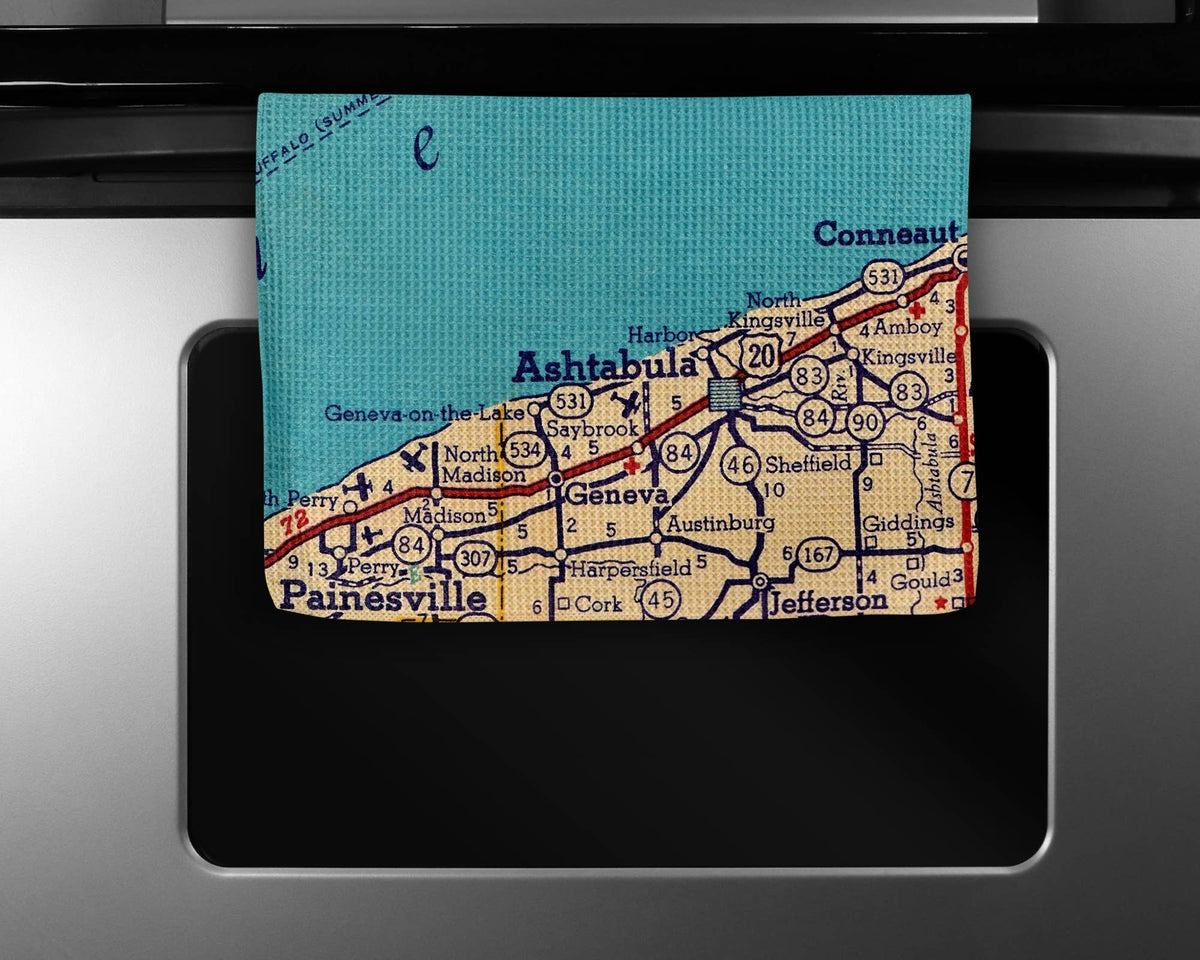 Ashtabula Ohio map tea towel