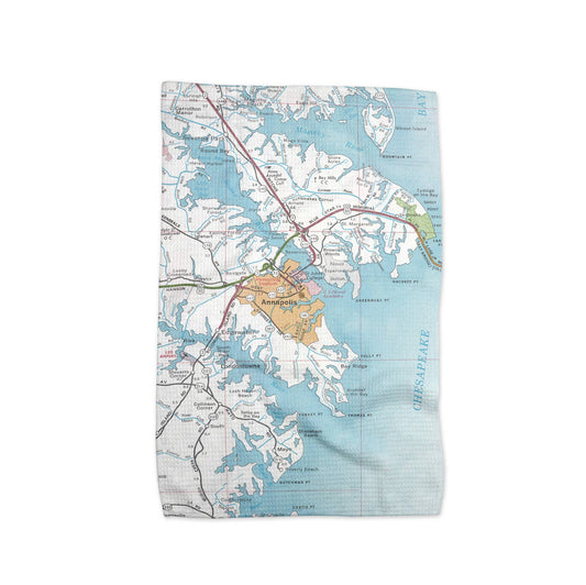 Annapolis Maryland map tea towel