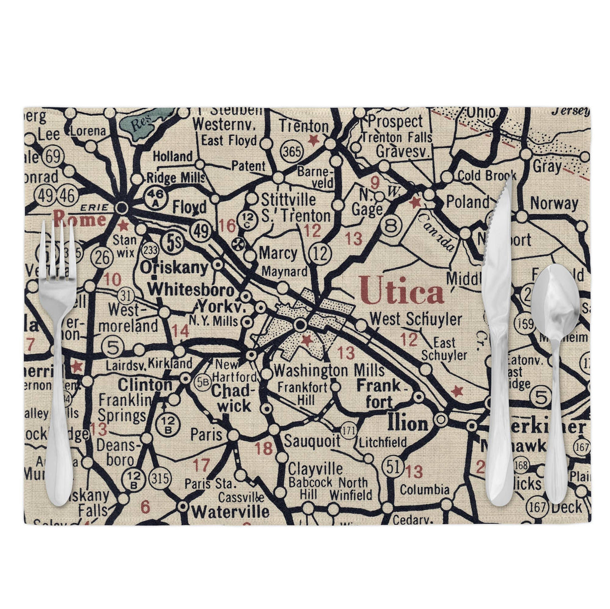 Utica New York vintage map placemats set of 4