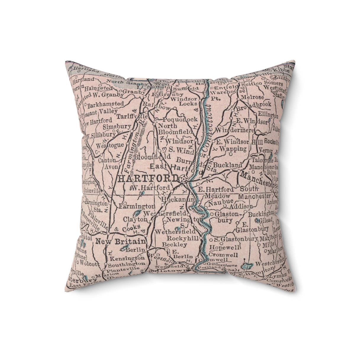 Hartford Connecticut vintage map throw pillow