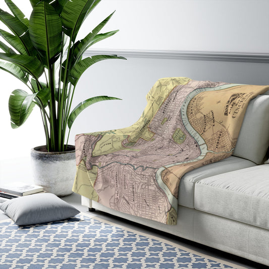 Cincinnati, Ohio Map Sherpa Fleece Blanket | Cozy Travel Throw