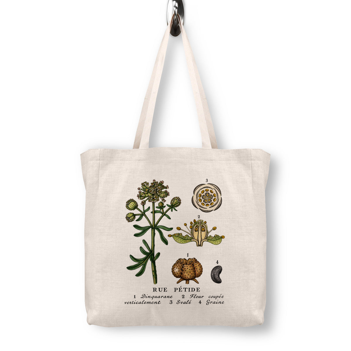 Common Rue Botanical Canvas Tote Bag | 1873 French Lithograph