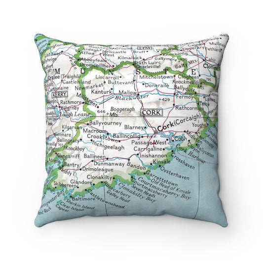 County Cork Ireland vintage map pillow