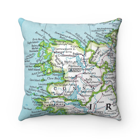 County Mayo Ireland vintage map pillow