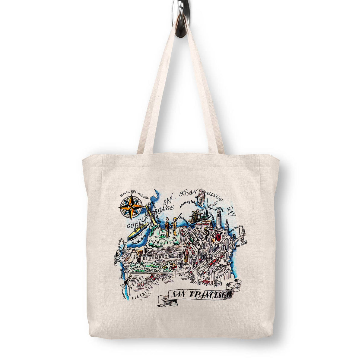 San Francisco California Vintage Map Canvas Tote Bag