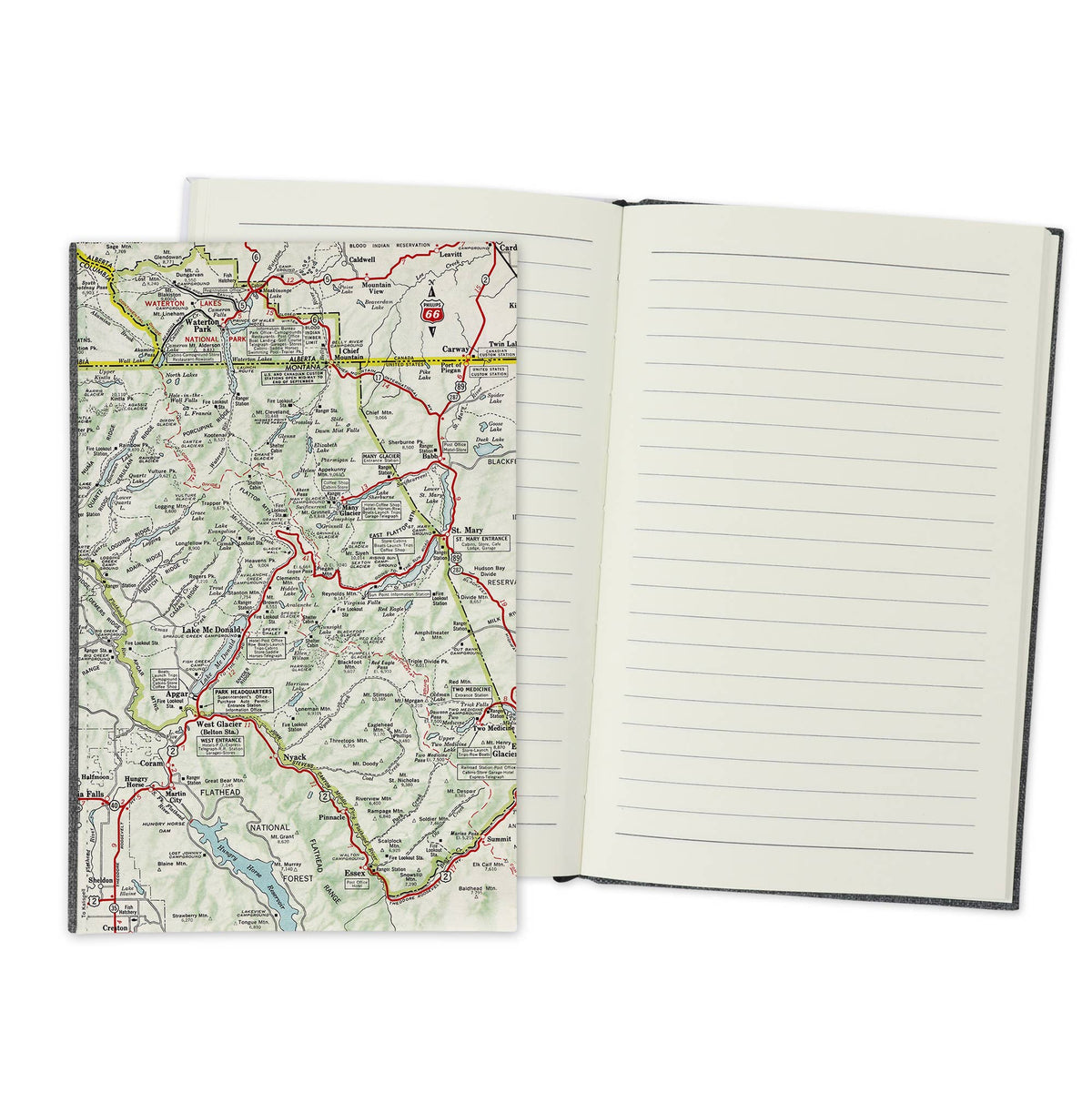 Glacier National Park Vintage Map Travel Journal