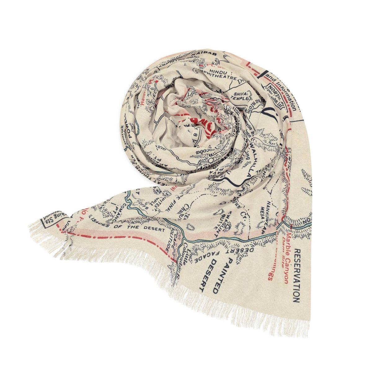 Grand Canyon National Park Arizona Map Travel Scarf