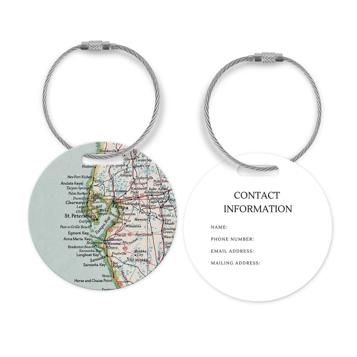 Tampa St Petersburg Florida Map Luggage Tag and Handle Wrap view 2