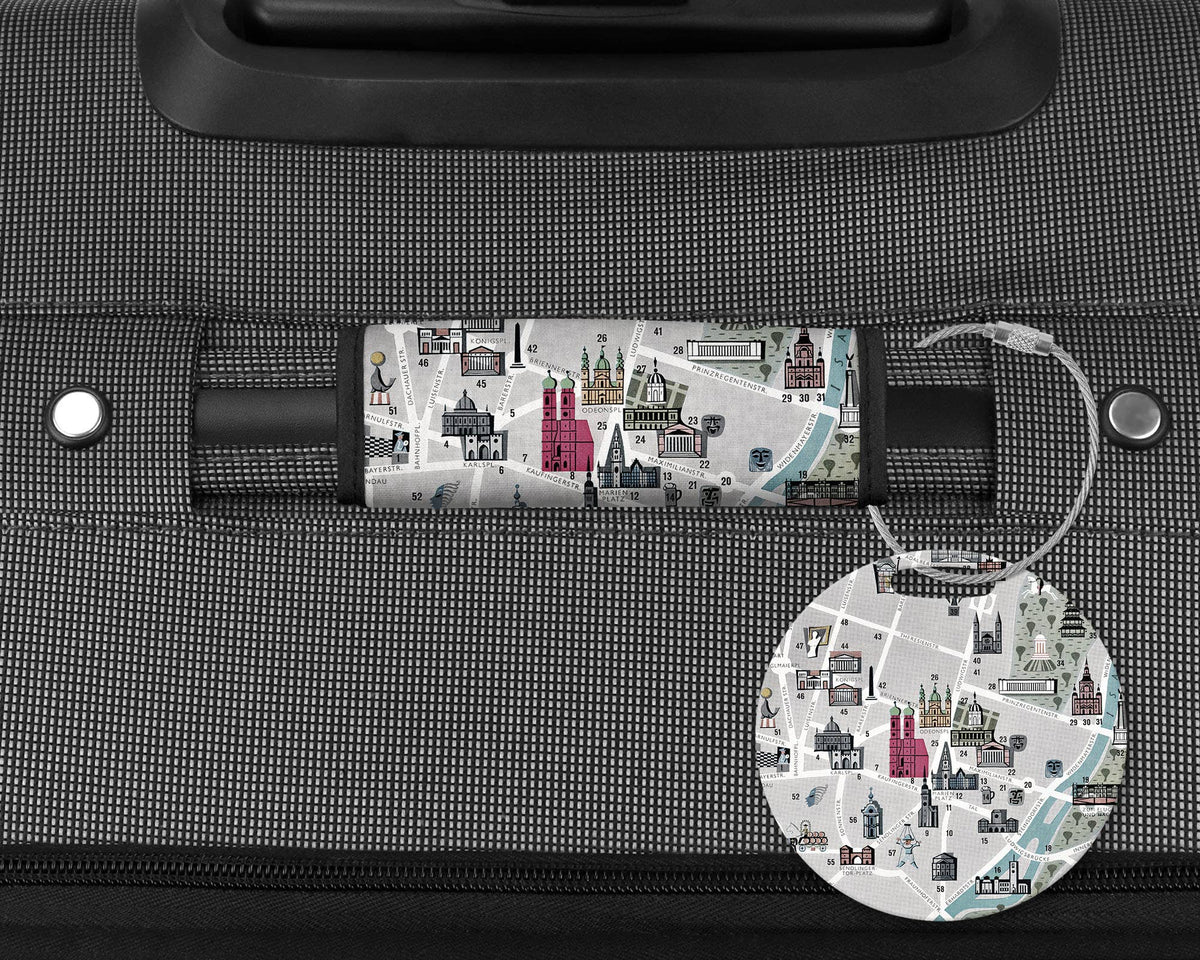 Munich Germany Map Luggage Tag and Handle Wrap