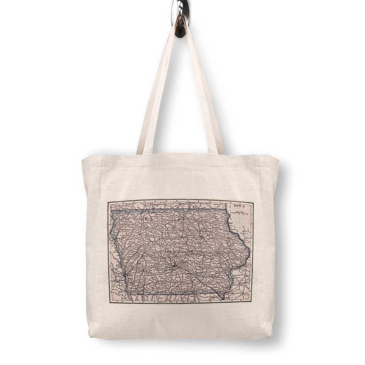 Iowa Vintage Map Canvas Tote Bag