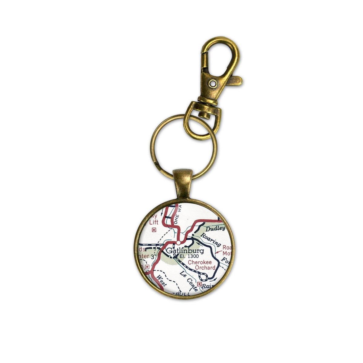 Gatlinburg Tennessee vintage map keychain