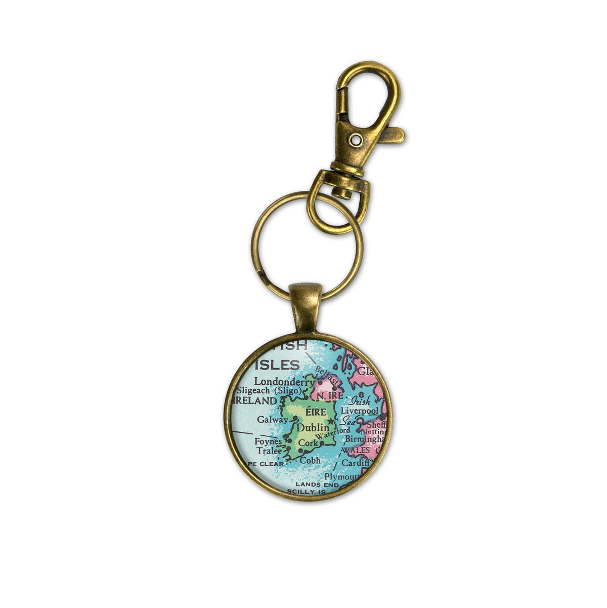 Ireland vintage map keychain
