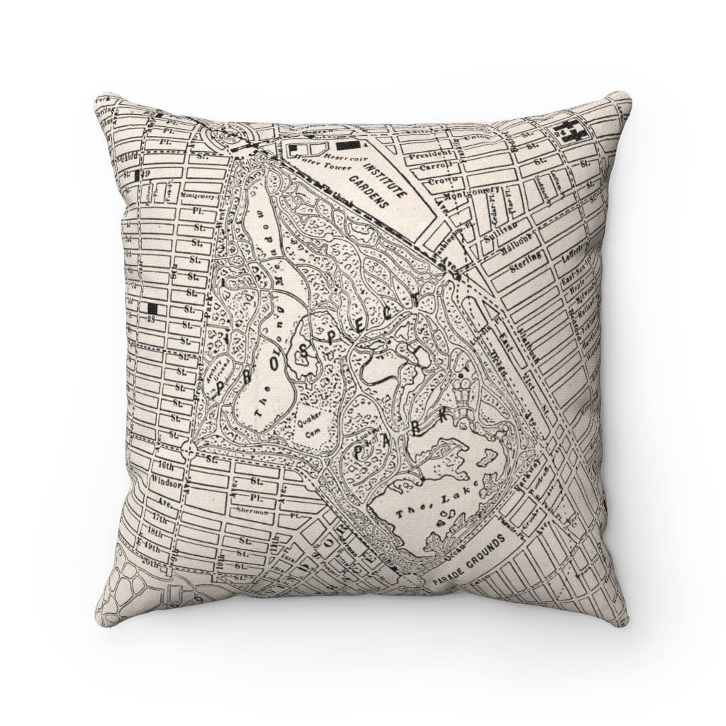 Prospect Park Brooklyn New York vintage map throw pillow
