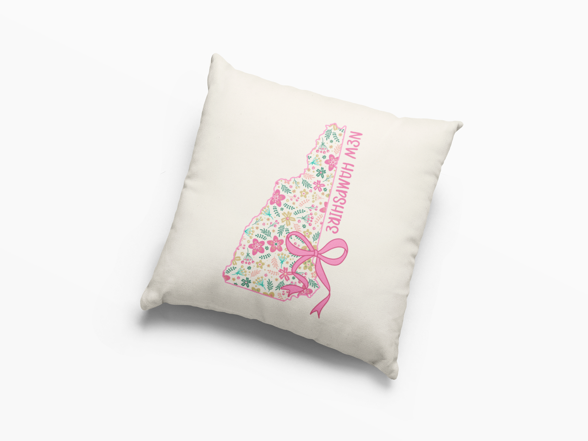 New Hampshire coquette floral bow throw pillow