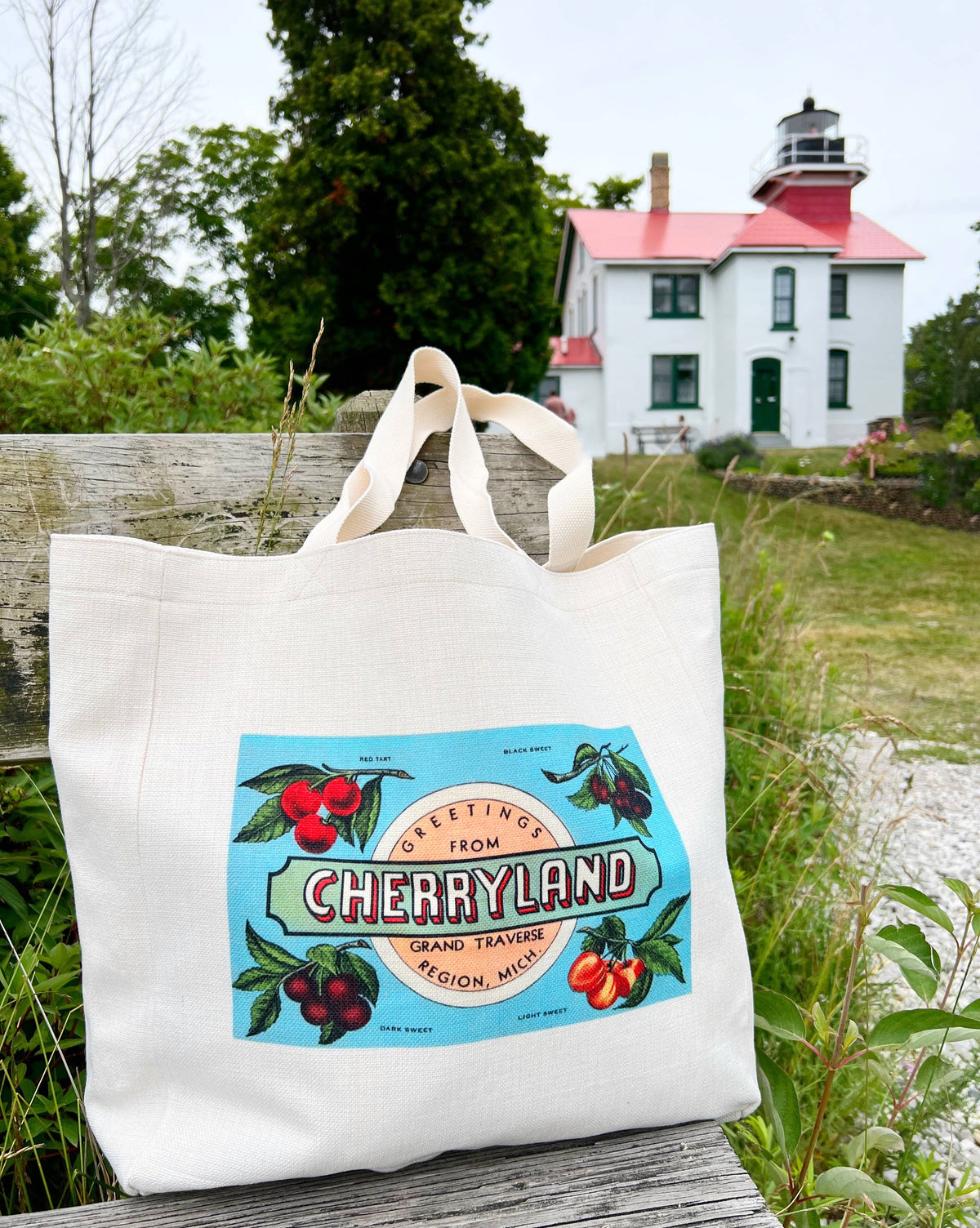 Traverse City Leelanau County Michigan Cherryland canvas tote bag