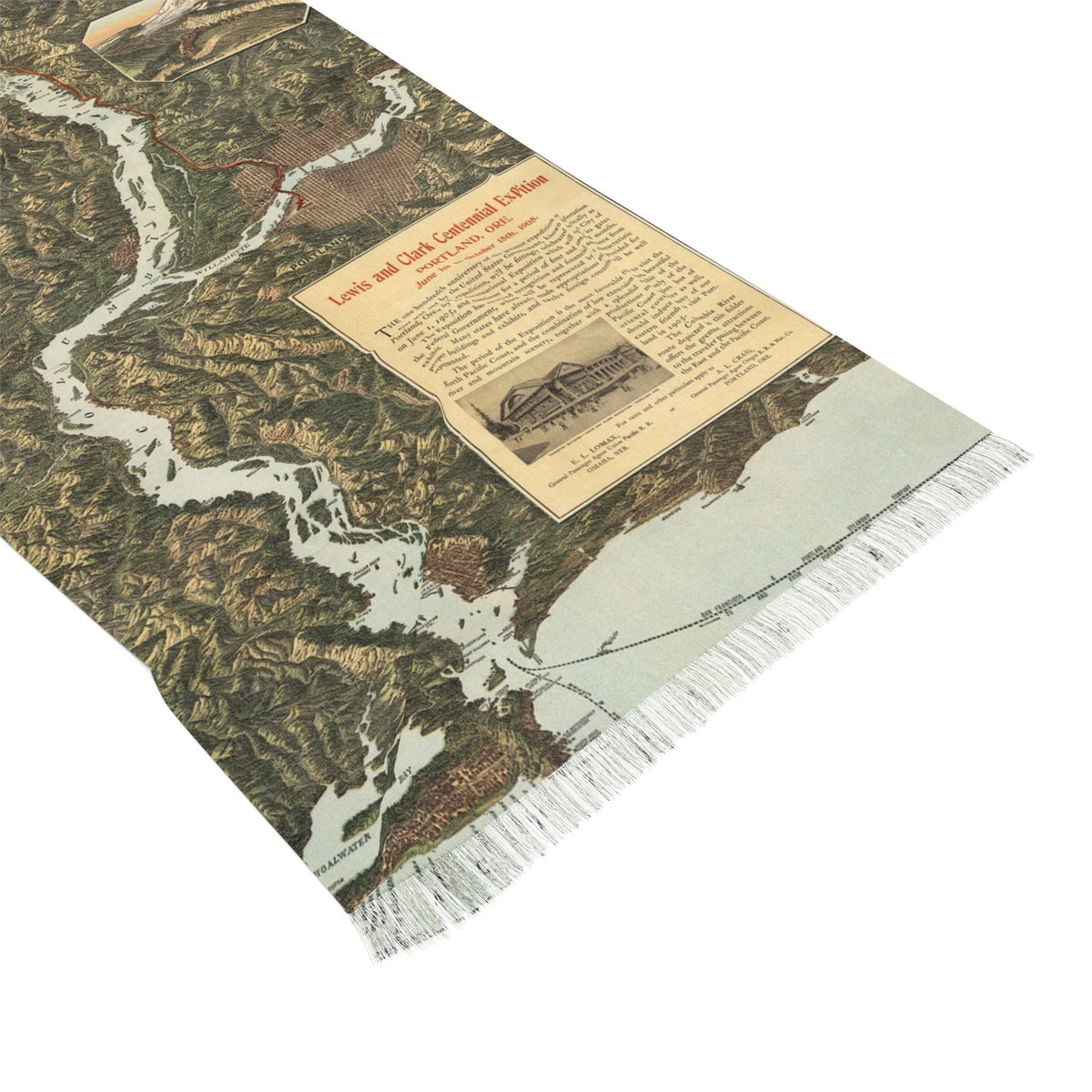 Columbia River Oregon 1904 Map Travel Scarf