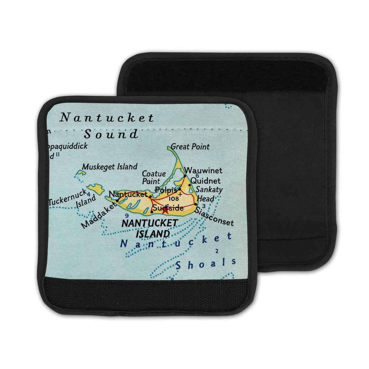 Nantucket Massachusetts Map Luggage Tag and Handle Wrap view 3
