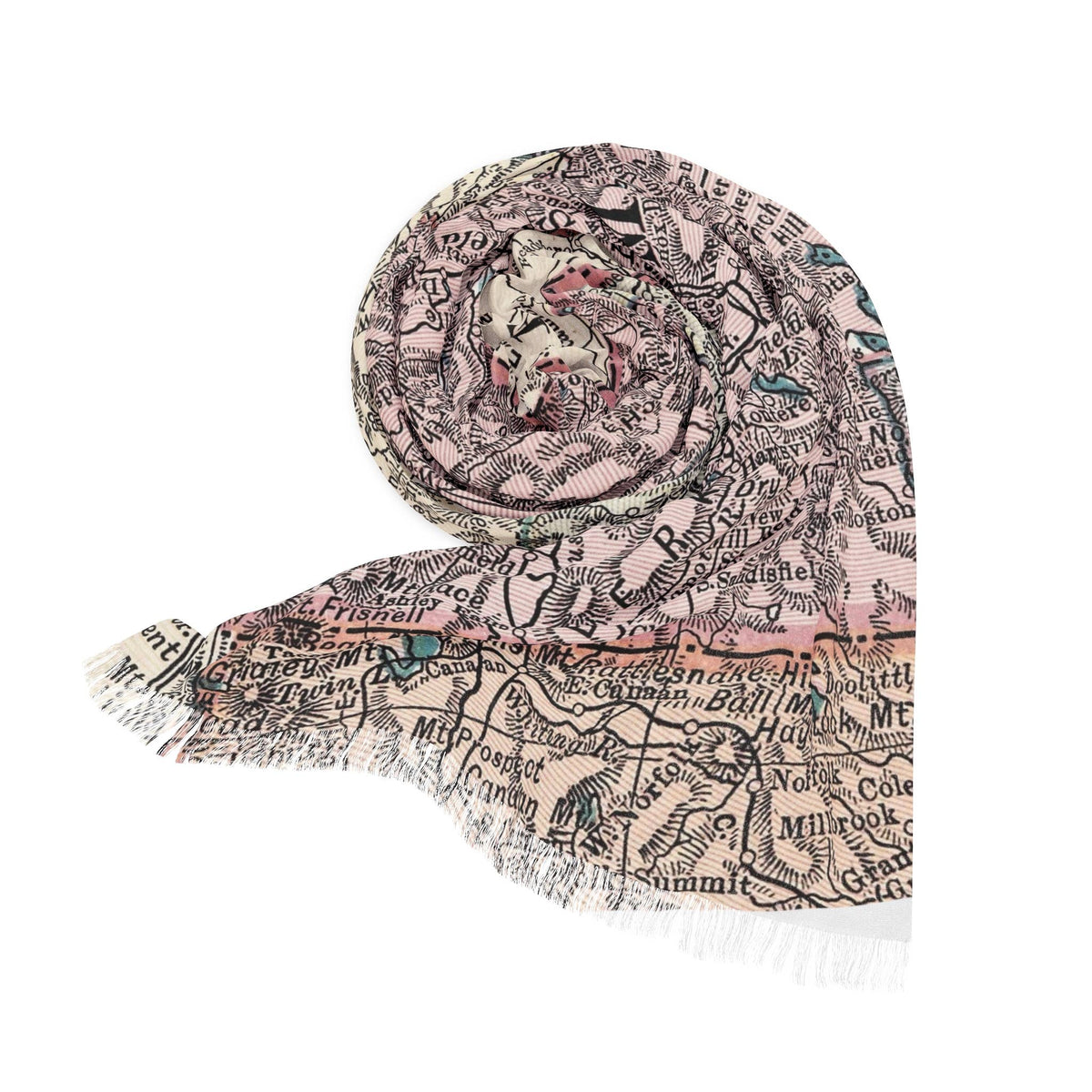 Berkshires Massachusetts Map Travel Scarf