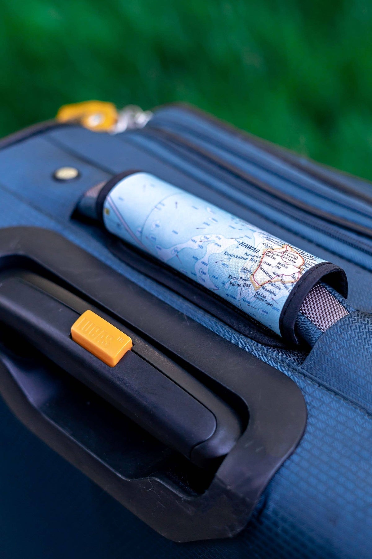 Lake Michigan Map Suitcase Spotter Luggage Handle Wrap view 3