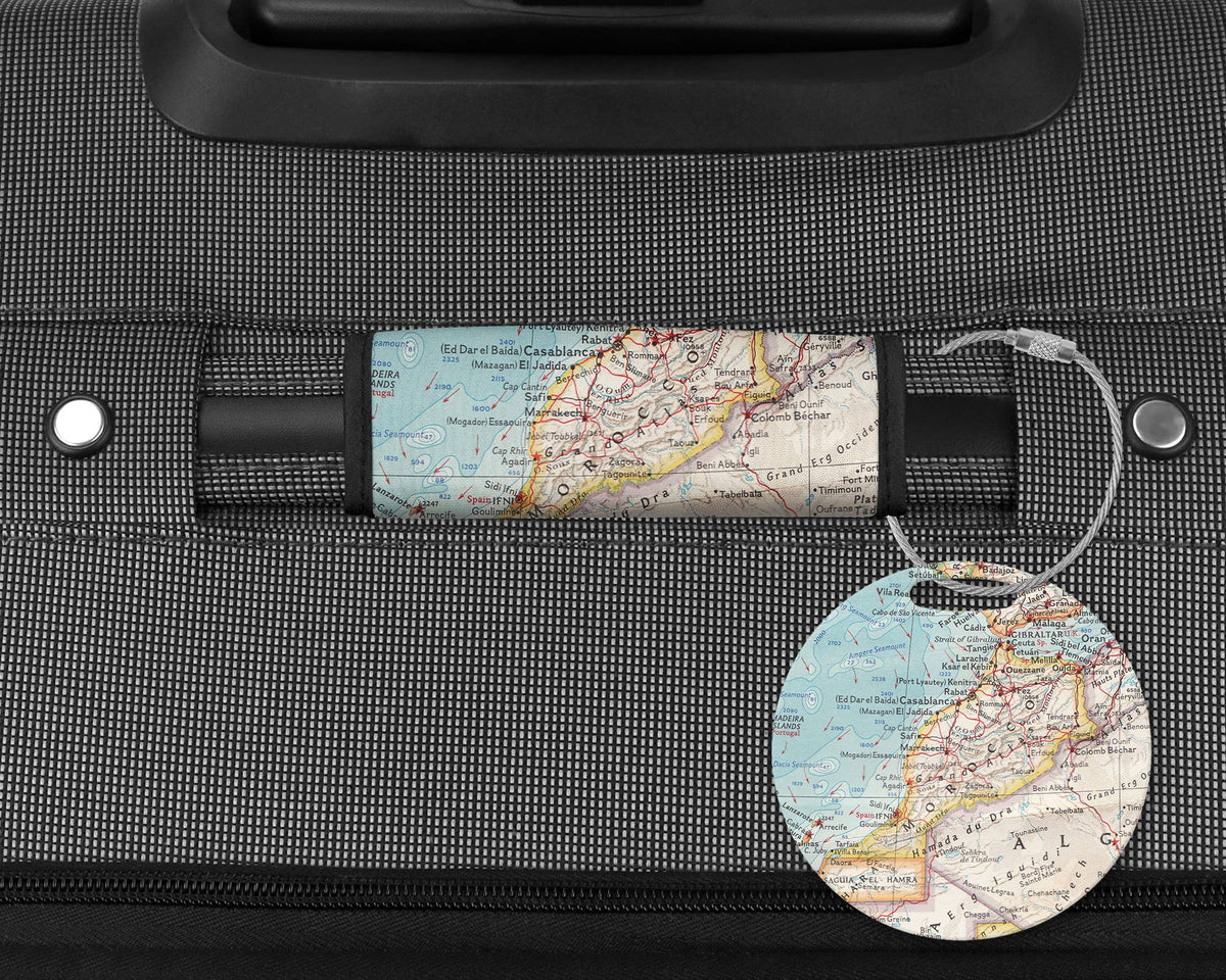 Morocco Map Luggage Tag and Handle Wrap