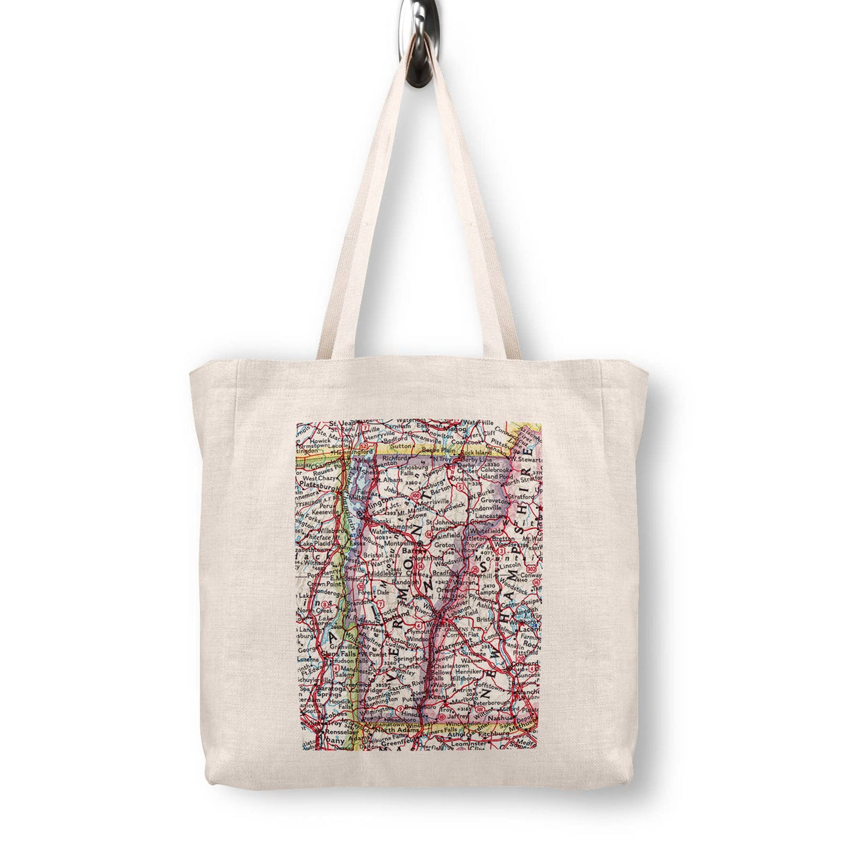 Vermont Vintage Map Canvas Tote Bag