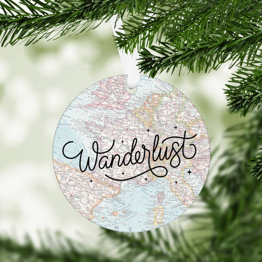 Travel Vacation Wanderlust vintage map Christmas ornament