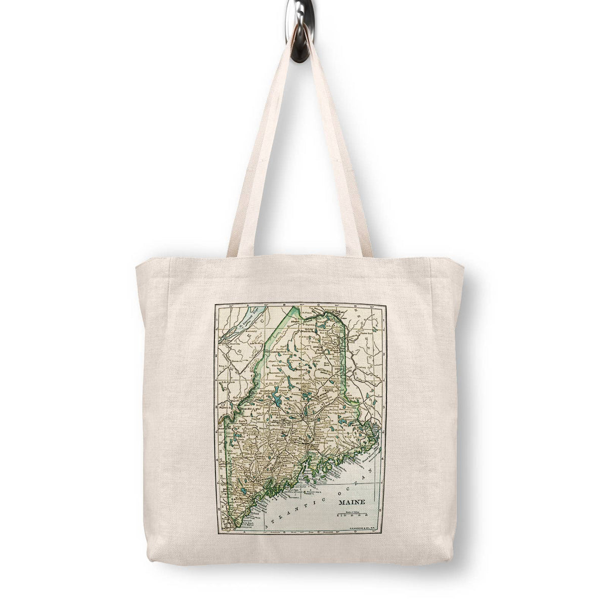Maine Vintage Map Canvas Tote Bag