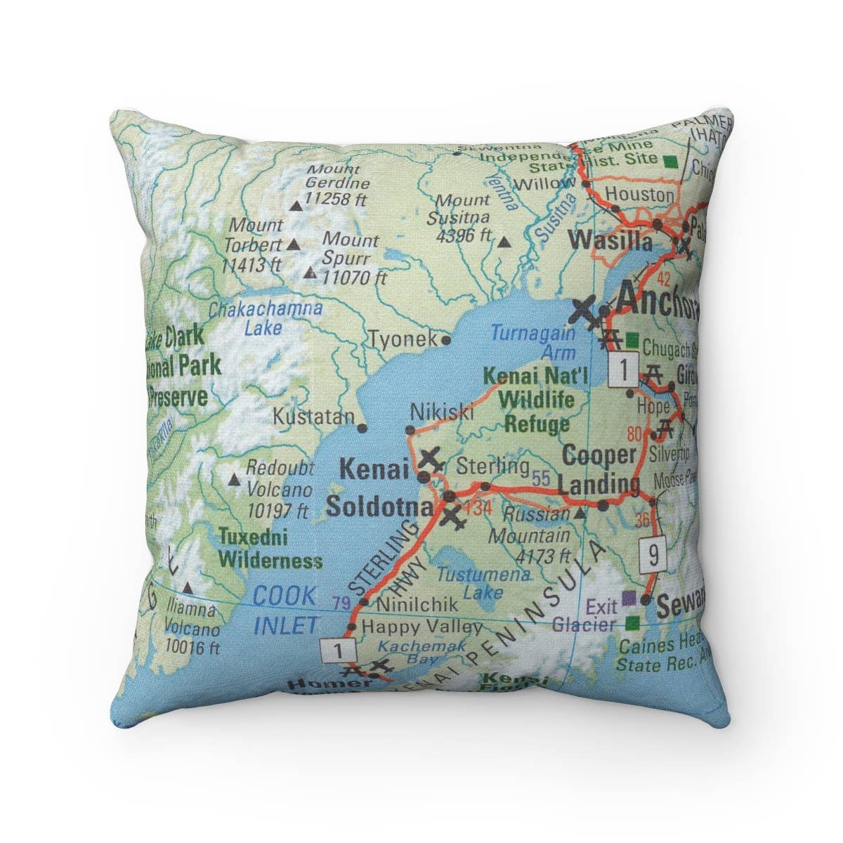 Nikiski Alaska vintage map throw pillow
